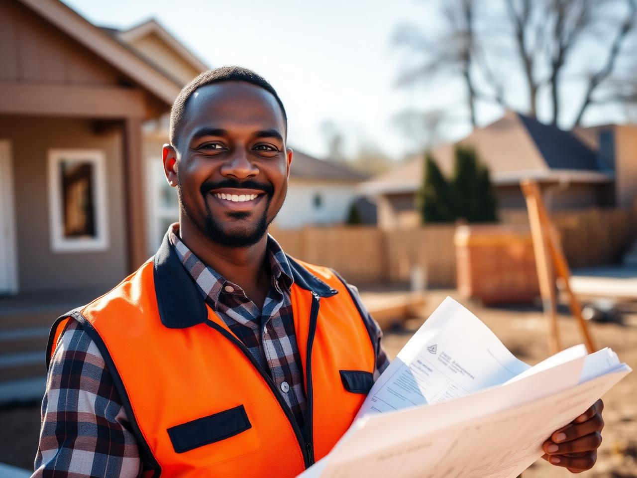 Ron Davis Construction contractor reviewing plans